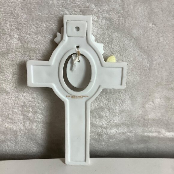 Vtg 1996 My First Communion Cross Wall Plaque Enesco Porcelain Floral Motif - Picture 2 of 5